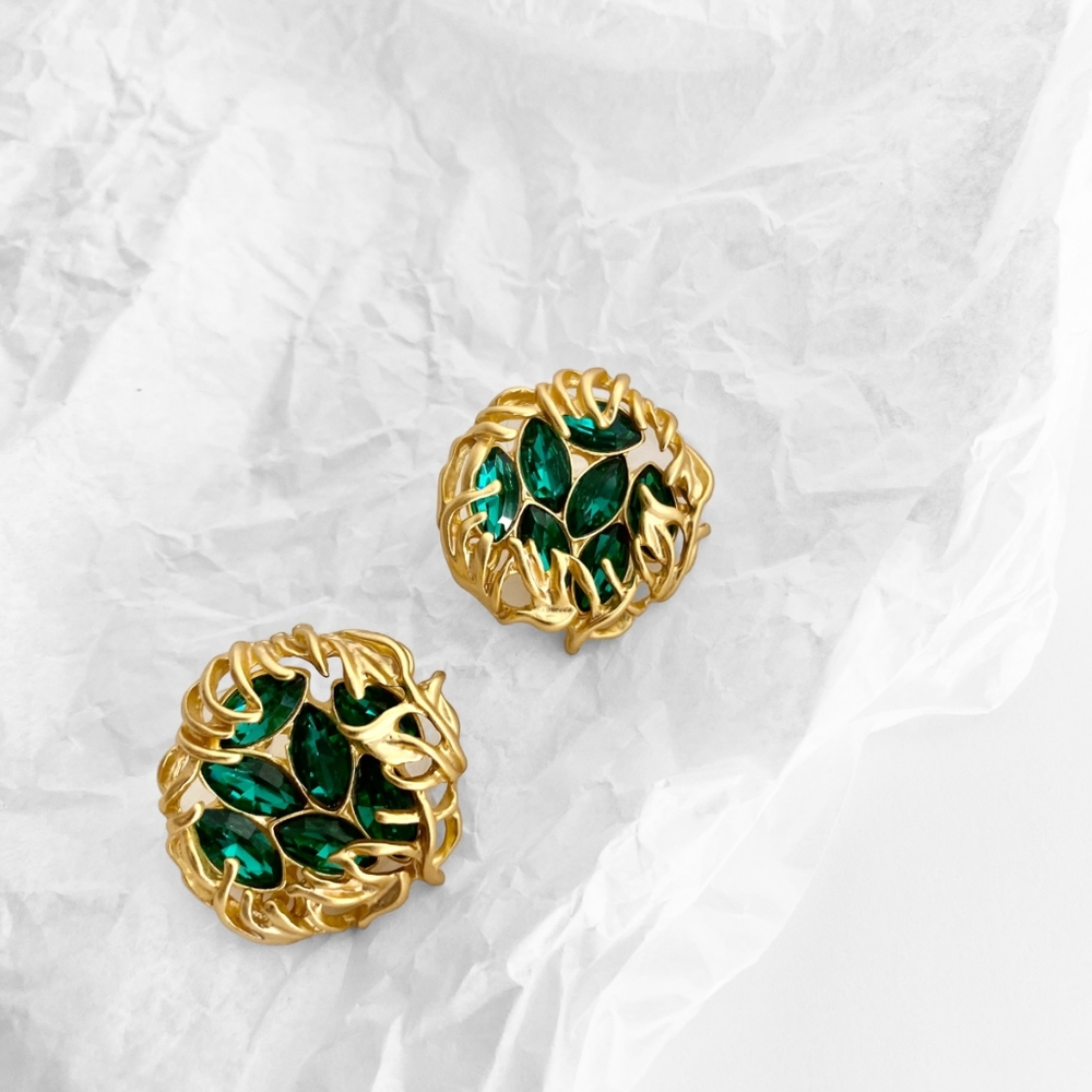 silverlià Vintage Exaggerated Retro Style Fashion Rhinestones Earrings